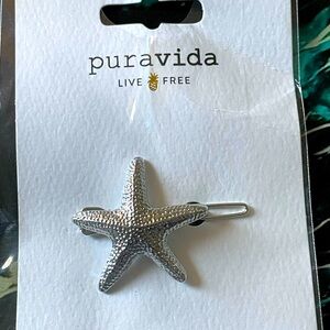 NWT Adorable Pura Vida Silver Starfish Hair Clip  Barette 🏝️🌊🐚☀️🌊